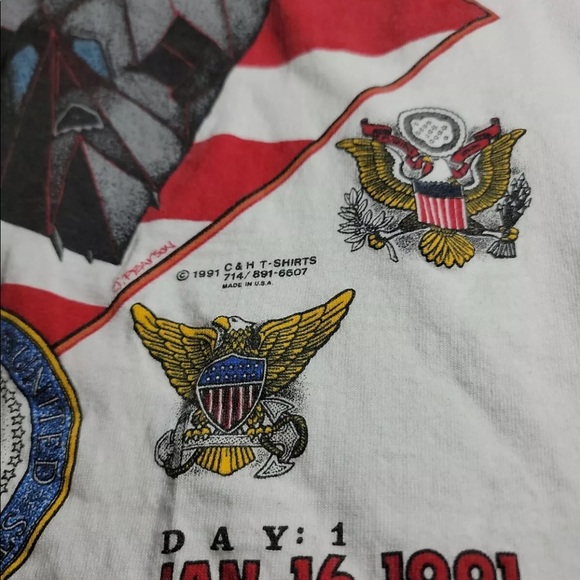 Vtg 90s Operation Desert Storm F-117 Stealth T-Shirt Size L Single-Stitch USA - Picture 6 of 11